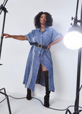 Striped Chambray Maxi Shirtdress