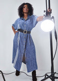 Striped Chambray Maxi Shirtdress
