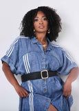 Striped Chambray Maxi Shirtdress