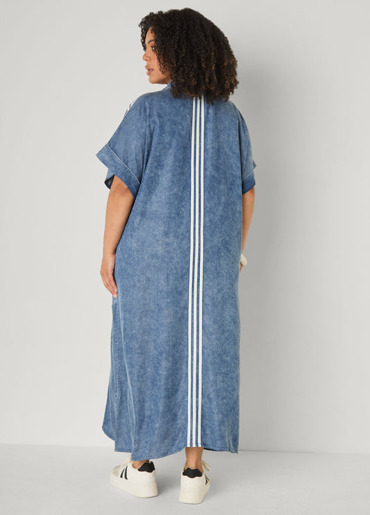 Striped Chambray Maxi Shirtdress