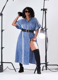 Striped Chambray Maxi Shirtdress