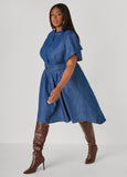 Belted Chambray Hi Low Dress