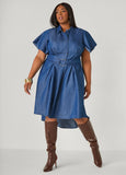 Belted Chambray Hi Low Dress