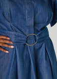 Belted Chambray Hi Low Dress
