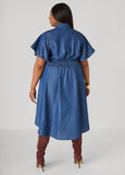 Belted Chambray Hi Low Dress