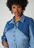 Frayed Two Tone Denim Jumpsuit