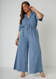 Plus Size Jean Jumpsuit Wide Leg Jumpsuit Denim Jumpsuit