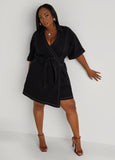 Faux Wrap Denim Romper
