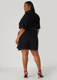Faux Wrap Denim Romper