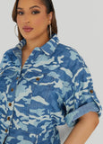 Camo Print Denim Romper