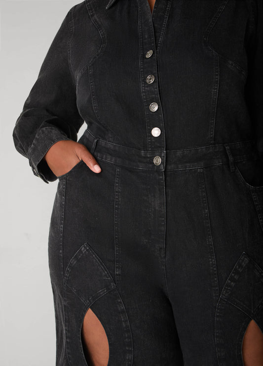 Crisscross Denim Jumpsuit