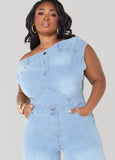 Off The Shoulder Denim Jumpsuit