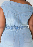 Off The Shoulder Denim Jumpsuit
