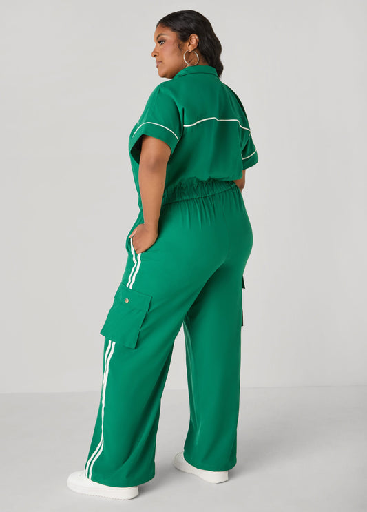 Striped Cargo Jumpsuit