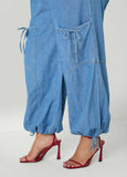 Convertible Denim Joggers Jumpsuit