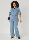 Bow Embellished Denim Jumpsuit