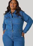 Flared Denim Jumpsuit