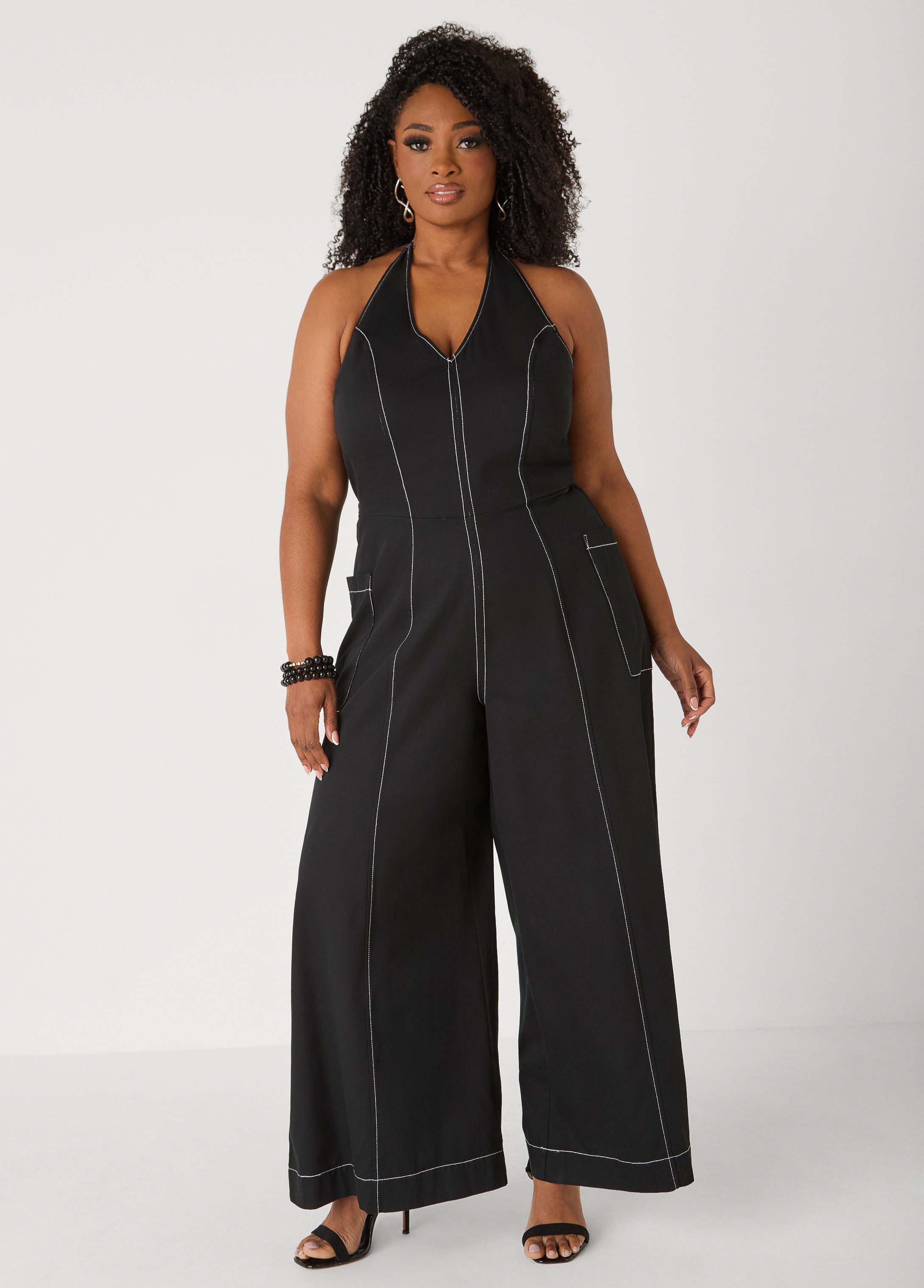 Cotton Twill Halter Jumpsuit