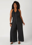 Cotton Twill Halter Jumpsuit