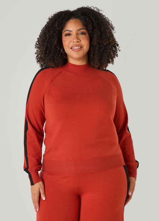 Striped Mock Neck Sweater