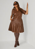 Pintucked Faux Leather Dress