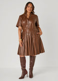 Pintucked Faux Leather Dress