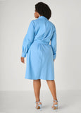 Pinstriped Waist Tie Shirtdress