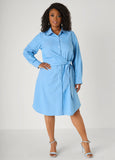Pinstriped Waist Tie Shirtdress