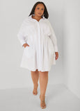 Pleated Poplin Shirtdress