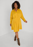 Pleated Poplin Shirtdress