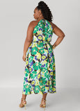 Chain Trimmed Floral Print Dress
