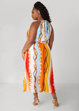 Chain Trimmed Chain Print Dress