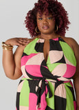 Chain Trimmed Circle Print Dress