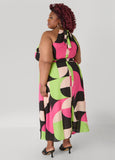 Chain Trimmed Circle Print Dress