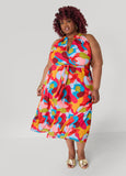 Plus Size A Line Dress Geo Print Maxi Dress Summer Fit Flare Dress