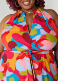 Chain Trimmed Geo Print Dress
