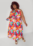 Plus Size A Line Dress Geo Print Maxi Dress Summer Fit Flare Dress