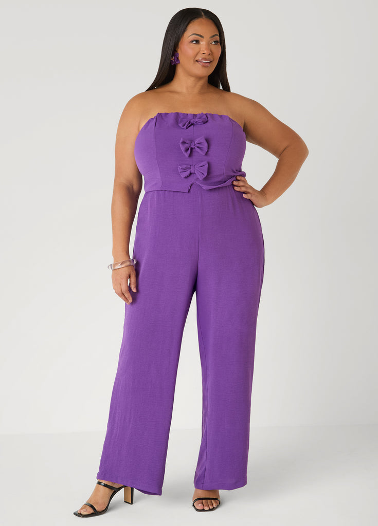 IDEE サトウアサミ 「#2」plum Strapless Bow Embellished Jumpsuit – Ashley Stewart