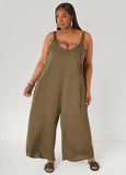 Plus Size Wide Leg Jumpsuit Summer Sleeveless Woven Jumpsuit