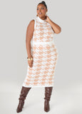Houndstooth Midi Sweater Skirt