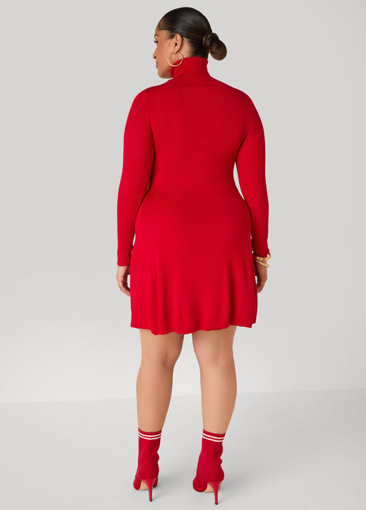 Ribbed Mini Sweater Dress