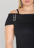 Cold Shoulder Buckle Bodycon Dress