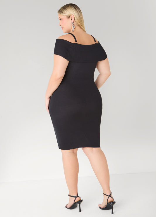 Cold Shoulder Buckle Bodycon Dress