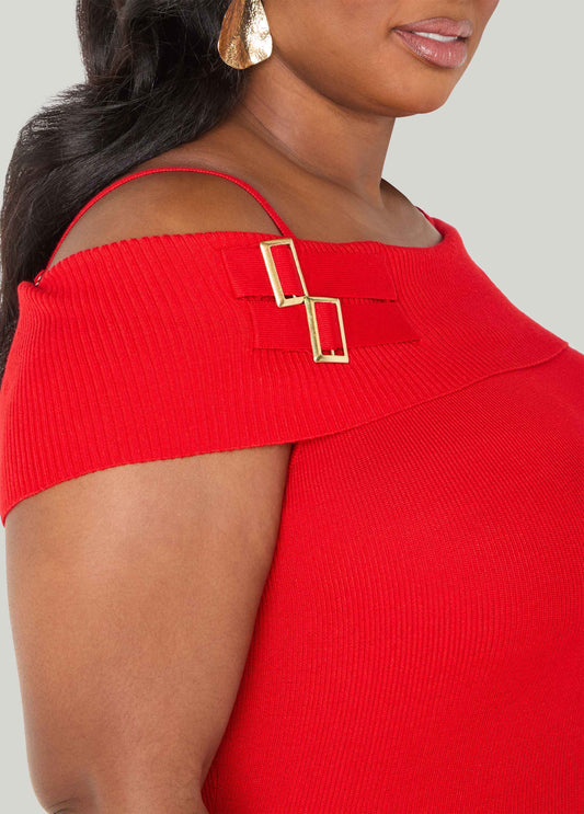 Cold Shoulder Buckle Bodycon Dress