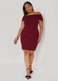 Ribbed Off The Shoulder Mini Dress