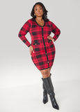 Plus Size Plaid Bodycon Sweater Dress