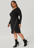 Button Embellished Sweater Dress