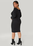Button Embellished Sweater Dress