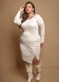 Button Embellished Sweater Dress