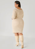 Button Embellished Sweater Dress